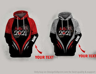 Multicolor 2021 Hoodie Hello 2021 New Year Personalized Unisex Hoodie HG