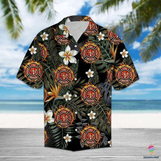 Firefighter Tropical Pattern Polyester Hawaii Shirt HH