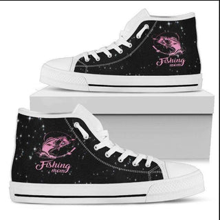 Fishing Gifts Gift For Mom Fishing Mom High Top Canvas Shoes
