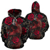 3D Skull Rose Unisex Hoodie 024 - designfullprint