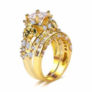 Gold Plated Evil Skull CZ Ring