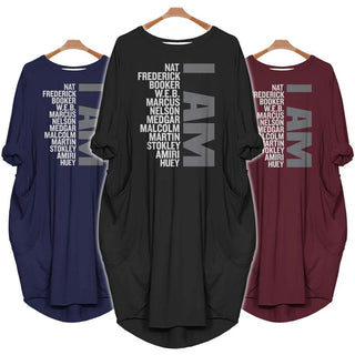 Black Pride I Am Nat Frederick Booker Web Marcus Nelson Medgar Malcolm Martin Stokley Batwing Pocket Dress Black And Proud 365