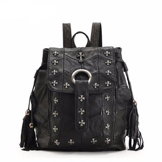 Cool Rivet Genuine Leather Black Bag