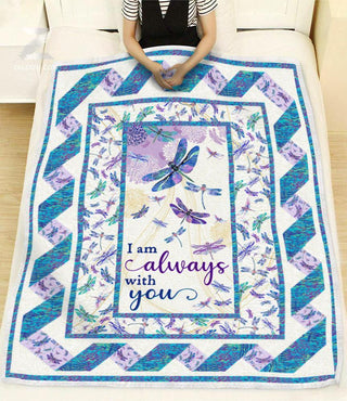 Gift For Dragonfly Lover Blanket Dragonfly I am always with you (blue)