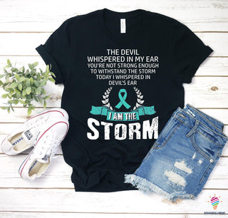 I Am The Storm Ovarian Cancer Teal Cancer T Shirt LH Ovarian Cancer Gift
