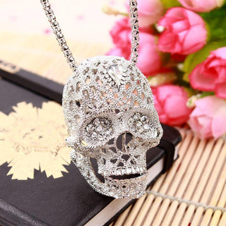 Vintage Hollow Crystal Skull Necklace
