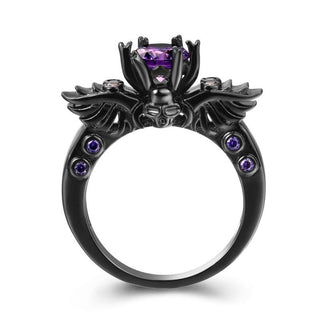 Black Angel Purple CZ Crystal Ring For Women - designfullprint