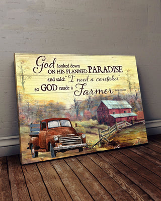 God Made A Farmer Paradise Wall Art Canvas HG Gift For Farmer