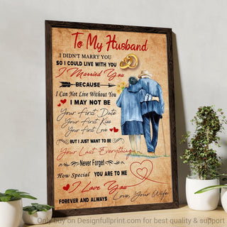 To My Husband I Love You Deco Wall Art Canvas CH Valentine Gift For Wife