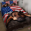 American US Flag German Shepherd Dog Bedding Set CH Gifts For Dog Lovers