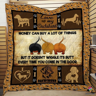 I Love My Dachshund Dog Dog Lover Sherpa and Quilt Blanket CH Gifts For Dog Lovers