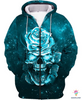Skull Gift Teal Skull Rose Galaxy Sherpa US Unisex Size  Zip-up Hoodie CH