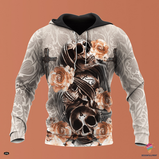 Skull Gift Skull Cross Flowers Hoodie US Unisex Size Hoodie CH