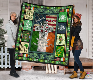 Irish Shop Irish By Blood American By Birth Sherpa and Quilt Blanket CH