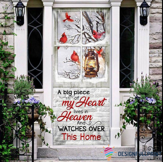 Cardinals A Big Piece Of My Heart Lives In Heaven Door Cover HG Memorial Gifts