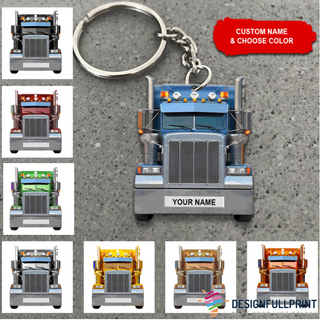 Gift For Trucker Multicolor Trucker Custom Keychain Trucker Personalized Key Chain HG