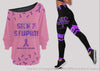Fibromyalgia I Don't Look Sick Fibromyalgia Awareness Pink Off Shoulder Long Sleeves Top and Leggings Set