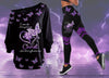Purple Fibromyalgia Awareness Christ Strengthens Me Off Shoulder Long Sleeves Top and Leggings Set HG