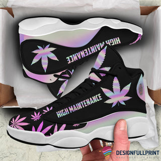 Gift For Stoner Gift For Hippie Hologram Stoner HighMaintenance Bud JD 13 Shoes Weed Sneaker HG
