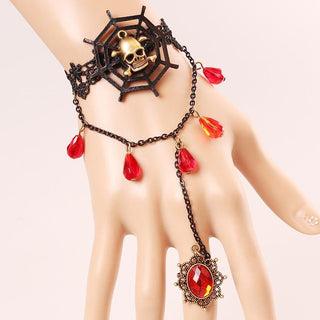 Black Lace Pirate Skull Charm Bracelet