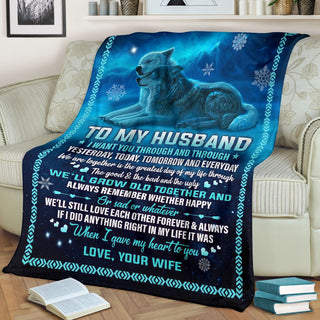 To My Wife Husband Gift To Wife Love Wife Wolf Blanket Quilt Blanket HG