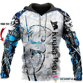 Cute Teal Camo Koala Hoodie Personalized Unisex Hoodie HG
