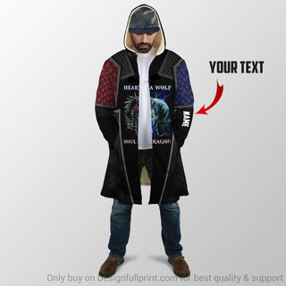 Gift For Viking Lover Gift For Wolf Lover Gift For Dragon Lover Heart Of A Wolf Soul Of A Dragon Personalized Long Coat