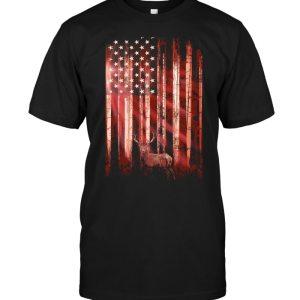 Sunrise Deer American Flag T-shirt - designfullprint