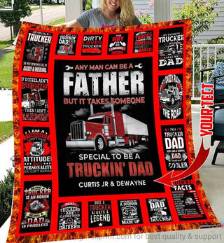 Gift For Trucker Gift For Dad Personalized Trucker Dad Custom Blanket HG