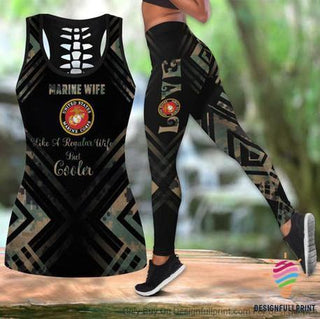 Marine Frau Tank Top und Leggings Set