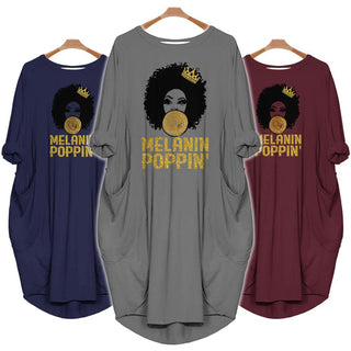 Black Pride Melanin Popping Dress for Queens Batwing Pocket Dress Blackity Black Black Proud