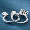 Rhodium Plated Double Skull Ring Set