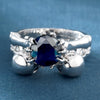 Rhodium Plated Double Skull Ring Set