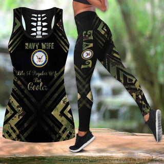 Navy Wife Tank Top And Leggings Set