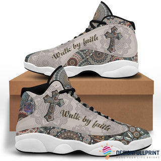 Gift For Christian Mandala Pattern Walk By Faith Jesus  JD 13 Shoes HG