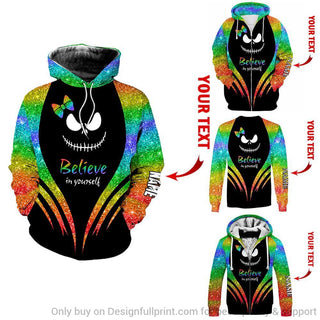 Pride Gift For LGBT LGBT Nightmare Believe In Yourself Personalized Pullover or Zip Up Hoodie or Long Sleeve Shirt or Fleece Hoodie
