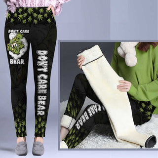 Hippie Gift 420 Gift Dont Care Bear Leggings Fleece Leggings