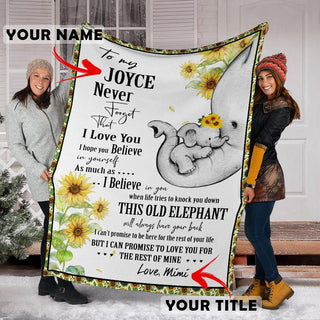 Gift For Elephant Lover Personalized Elephant Family Blanket Sherpa Premium Blanket
