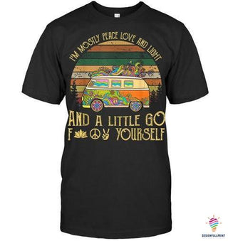 Gift For Hippie Hippie Car Im Mostly Peace Love And Light Black TShirt CH