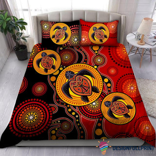 Gift For Turtle Lover Aboriginal Bedding Set Australia Indigenous Turtles Painting Art Bedding Set HG