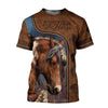 Gift For Horse Lover Love Horse 3D All Over Printed Shirts Brown