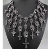Crystal Rhinestone Skull & Cross Necklace