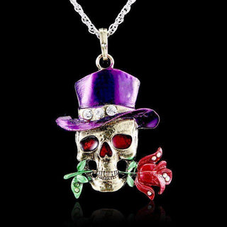Skull Flower Crystal Necklace