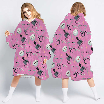 Gifts For Nurses Medical Supplies Pink Wearable Blanket Snug Hoodie For Teens And Adults