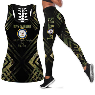 Gift For Mom Navy Daughter Tank Top And Leggings Set