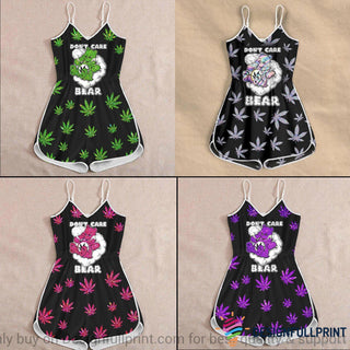 Gift For Hippie New Multiple Colors Bear With Cannabis Dont Care Bear 420 Rompers For Women HG