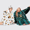 Combo Deer Hunting And Your Dog Face Customized Wearable Blanket Snug Hoodie For Teens And Adults