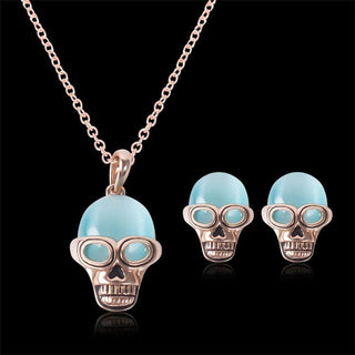 Skull Opal Pendant Jewelry Set