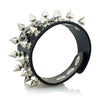 Rock Spikes Rivet Skull Wide Cuff Leather Bracelet - designfullprint