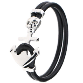 Skull Anchor Leather Rope Bracelet